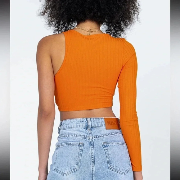NWT PRINCESS POLLY- size 8 ORANGE ASYMMETRIC TOP - Picture 3 of 3